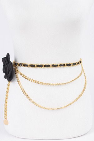 Flower Metal Double Layered Plus Size Chain Belt