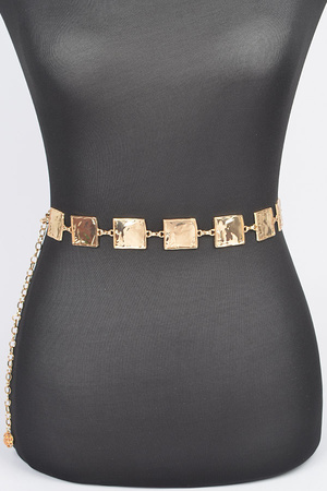 Hammered Square Metal Plus Size Chain Belt