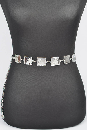 Hammered Square Metal Plus Size Chain Belt