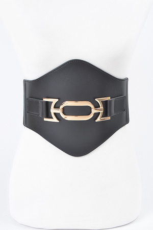 Faux Leather Wide Elastic Plus Size Belt
