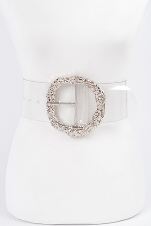 Big Vintage Round Metal Buckle Clear Plus Size Belt