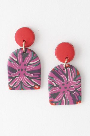 Two Toned Abstract Mural Art Earrings