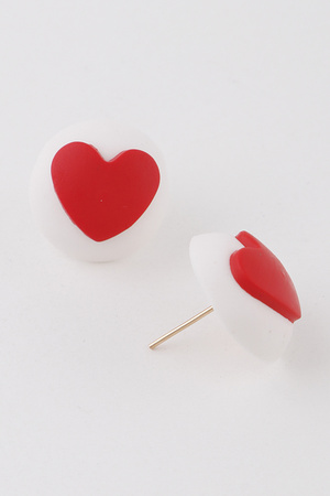 Heart Button Stud Earrings
