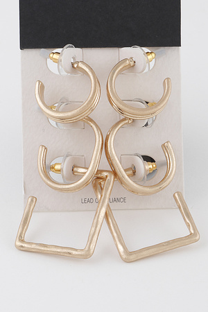 Multi Hammered Hoop Earrings