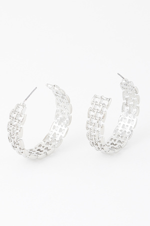 Wide Box Chain Hoop Earrings