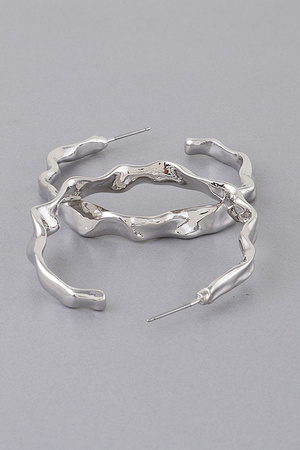 Wavy Accent Hoop Earrings