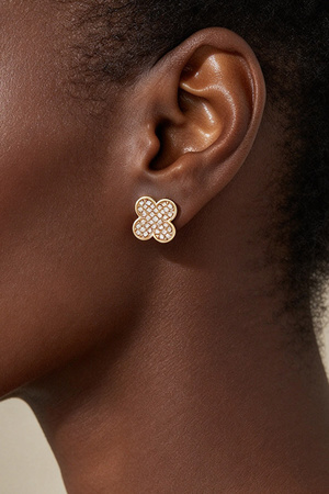 Rhinestone Clover Stud Earrings