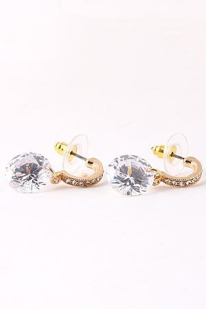 Rhinestone Studded Curved Stone Dangle Earring 5ABG2