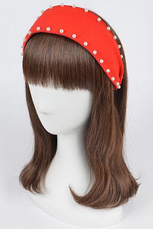 Polyester Headband W/Faux Pearl