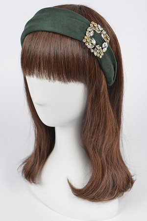 Micro Suede Headband W/Glass Stones