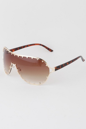 Stone Bolted Rim Shield Sunglasses