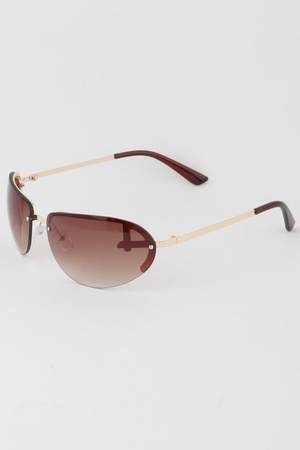 Rimless Bolted Round Sunglasses