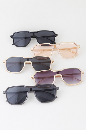 Modern Metallic Geometric Box Gradient Sunglasses