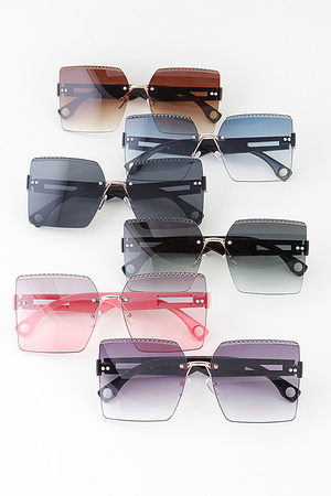 Top Triangle Ribbed Bolt Box Gradient Sunglasses