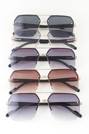 Bolted Geometric Aviator Sunglasses