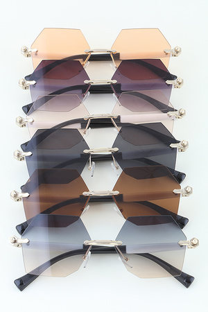 Rimless Hexagon Gradient Sunglasses