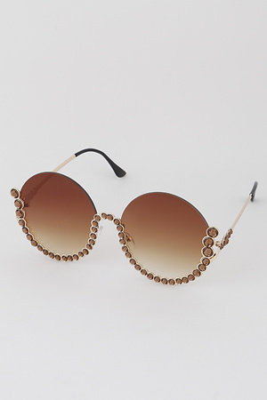 Bejeweled Round Sunglasses