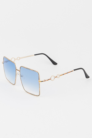 Checker Frame Square Sunglasses