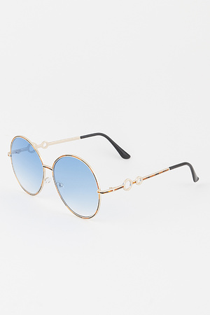 Checker Frame Round Sunglasses
