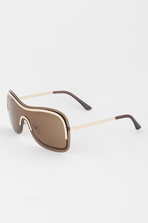 Rimless Metal Frame Shield Sunglasses