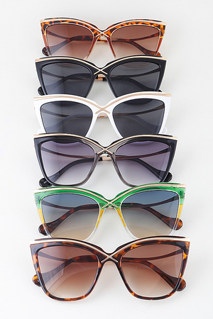 Metal Rim Sharp Cateye Sunglasses