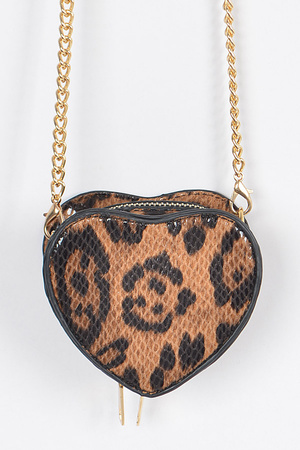 Leopard Heart Shape Mini Bag.