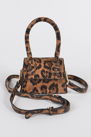 Leopard Single Top Handle Mini Bag.