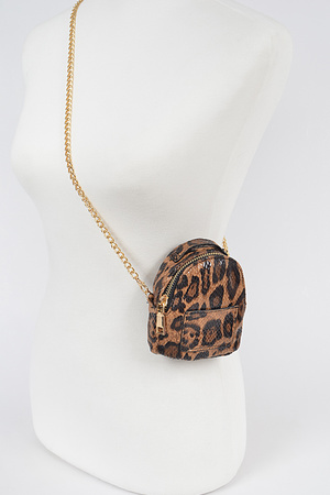 Leopard Mini Wrist Bag W/Crossbody Chain