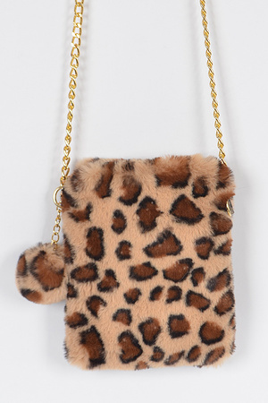 Leopard Faux Fur Cellphone Bag