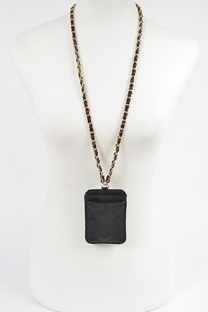 Quilted Card Case Necklace Bag