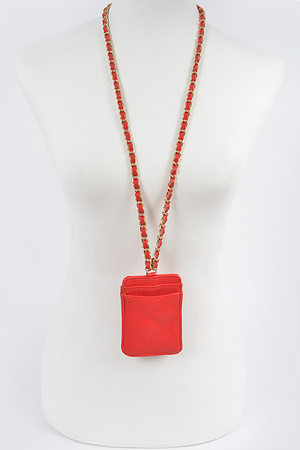 Quilted Card Case Necklace Bag