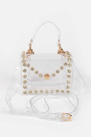 Rhinestone Stud Transparent Mini Bag