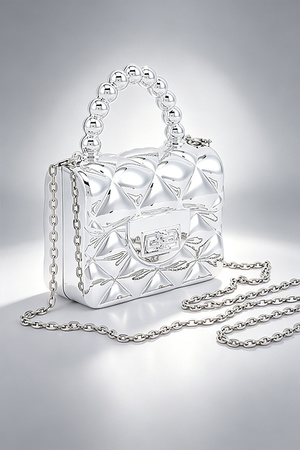 Quilted Metal Frame Chain Bag