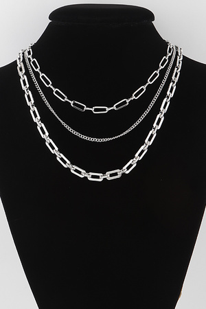 Triple Link Curb Chain Necklace