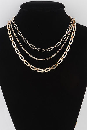 Triple Link Curb Chain Necklace