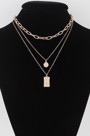 Layered Chain Tag Necklace Set