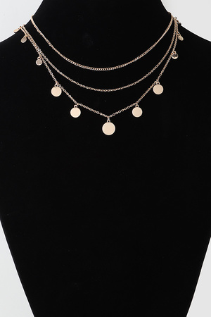 Triple Round Charm Chain Necklace