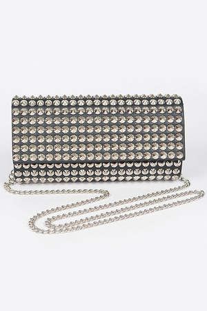 Stones With Shoulder Chain Strap Clutch.