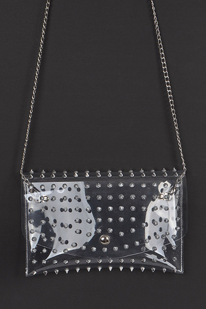 Full studded Cross Body Chain Strap Visible Clutch.