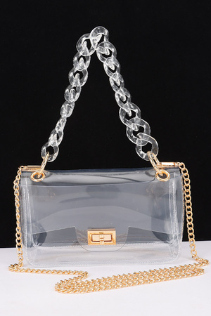 Cross Chain Body Visibly Clear Clutch.