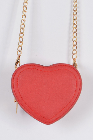 Heart Shape Faux Leather Mini Clutch.