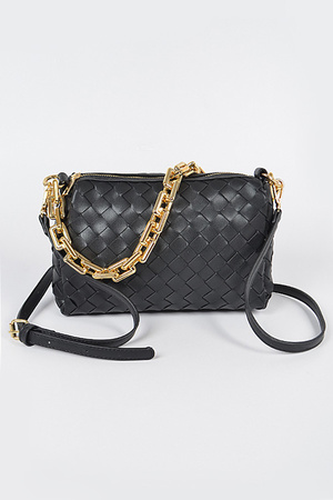 Braided Clutch W/ Oversized Chain.
