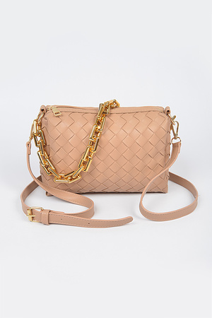 Braided Clutch W/ Oversized Chain.