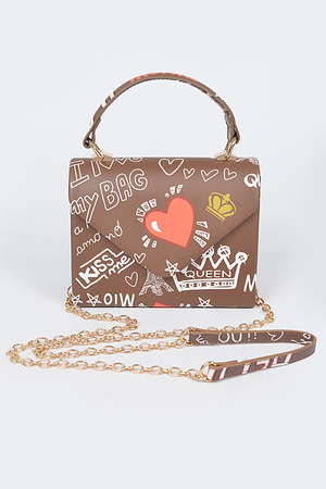 Paris Graffiti Handle Clutch.