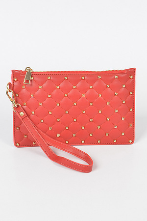 Quilted Studded Pouch W/Wrist Band