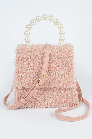 Pearl Handle Fur Clutch