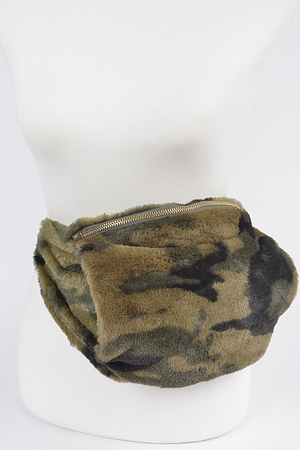 Camouflage Faux Fur Fanny Pack