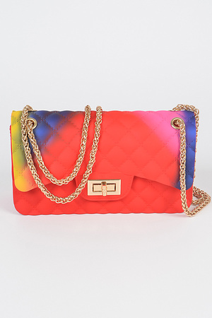 Jelly Multi Color Embossed Clutch