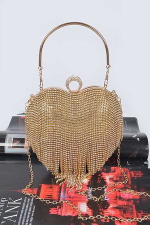 Rhinestone Fringe Heart Shape Party Bag.