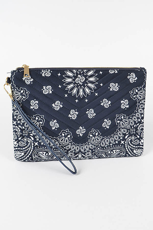 Quilted Bandana Print Pouch